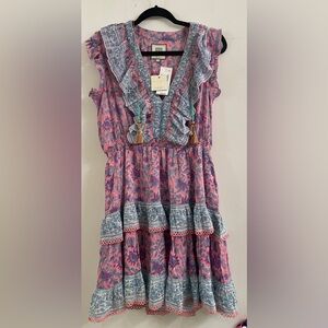 NWT💕 Alicia Bell Rainey Mixed Floral Mini Dress~Size L~ Medium Pink $348